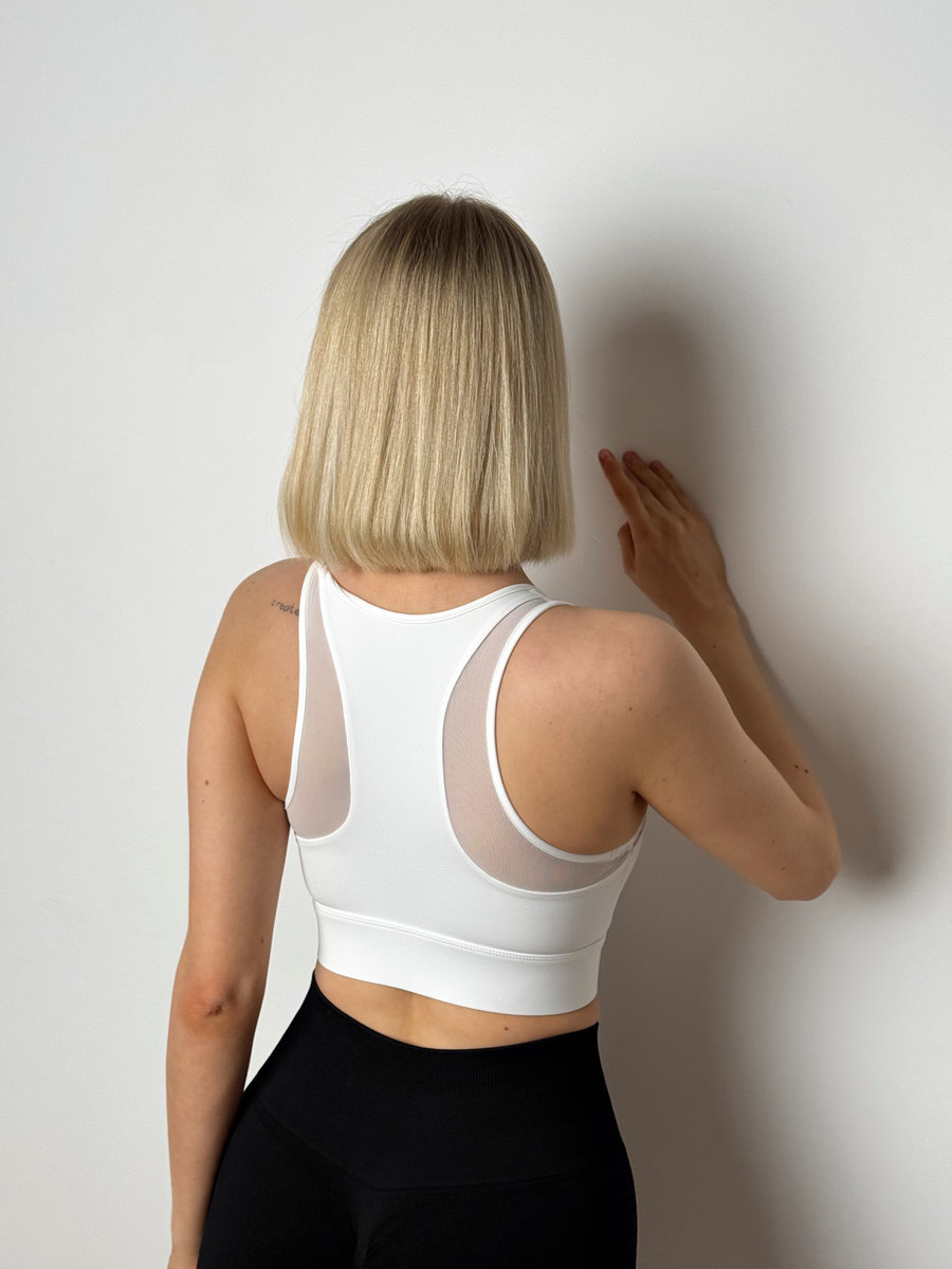 Спортивный топ с молнией на груди двухслойный