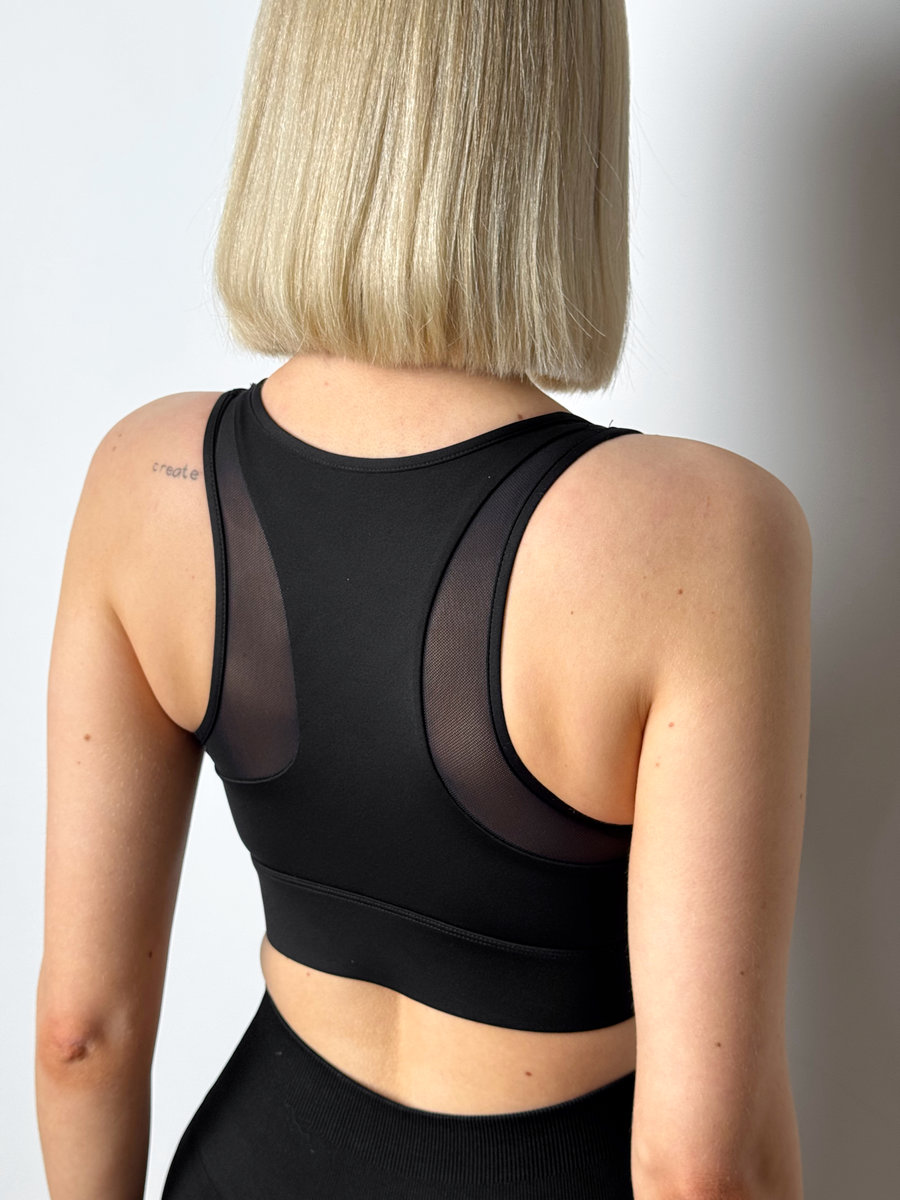 Спортивный топ с молнией на груди двухслойный