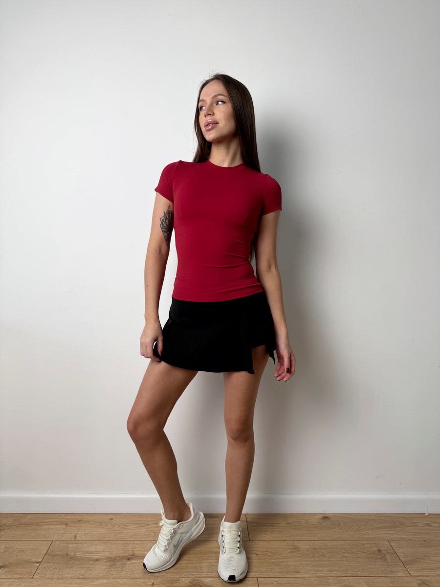 Футболка в стиле Skims, приталенная с короткими рукавами для спорта