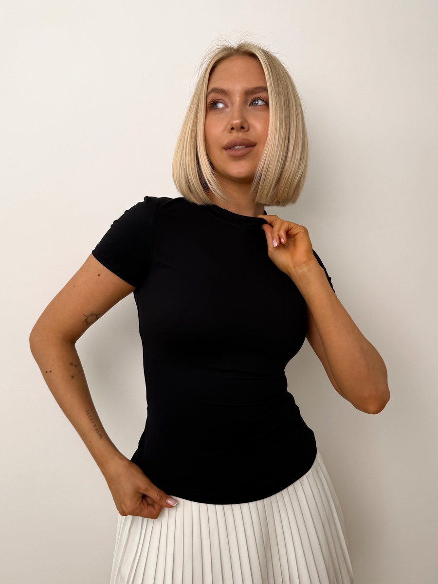 Футболка в стиле Skims, приталенная с короткими рукавами для спорта