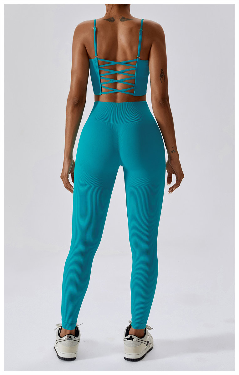 Бесшовные леггинсы в рубчик плотные  (Высокая посадка)