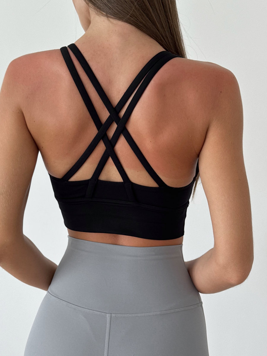 Спортивный бюстгальтер с перекрещиванием бретелей на спине (Без застежки)