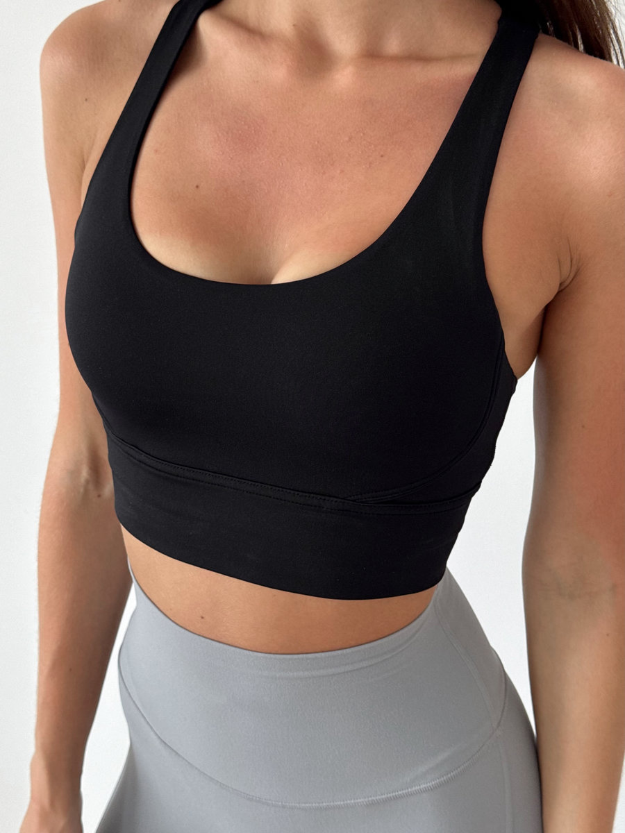 Спортивный бюстгальтер с перекрещиванием бретелей на спине (Без застежки)