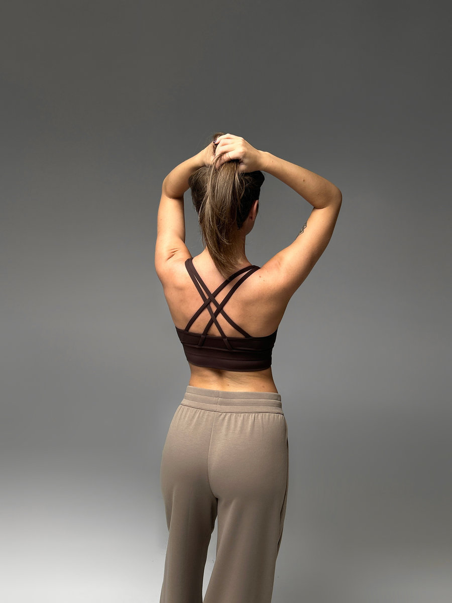 Спортивный бюстгальтер с перекрещиванием бретелей на спине (Без застежки)