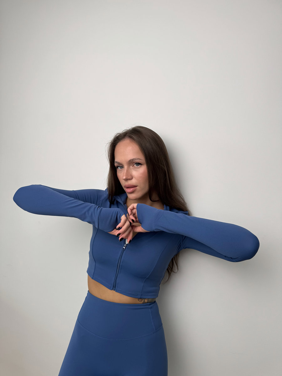 Спортивный укороченный рашгард на молнии