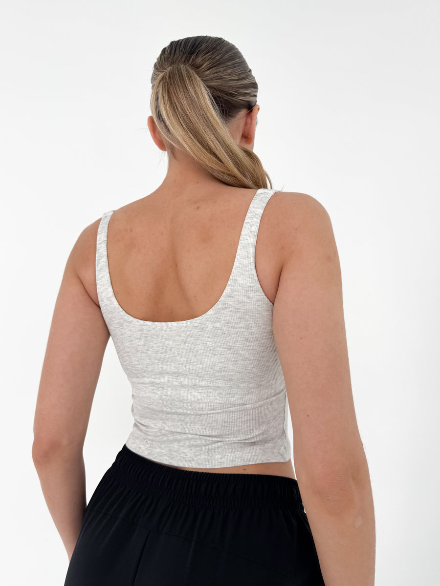 Топ удлиненный в рубчик с чашками (Без застежки)