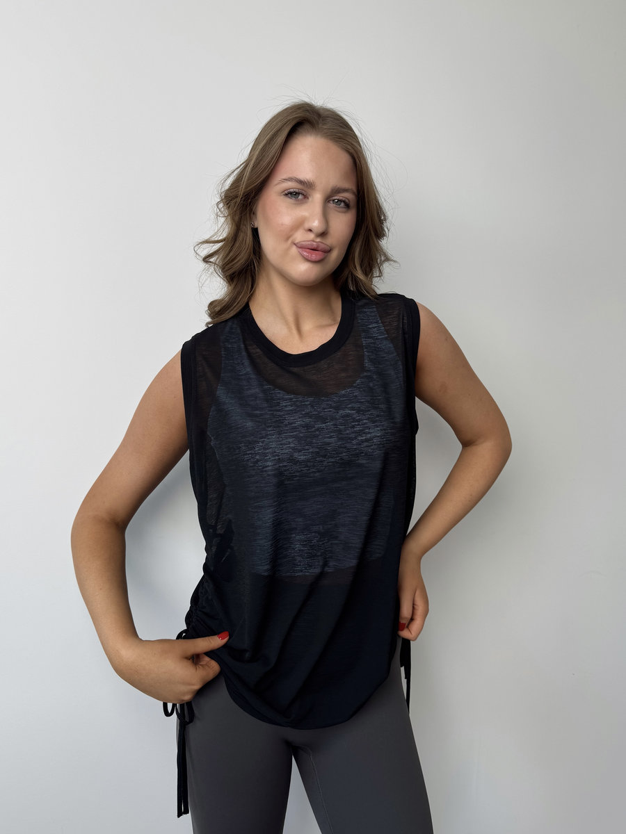 Майка полупрозрачная со стяжкой по бокам