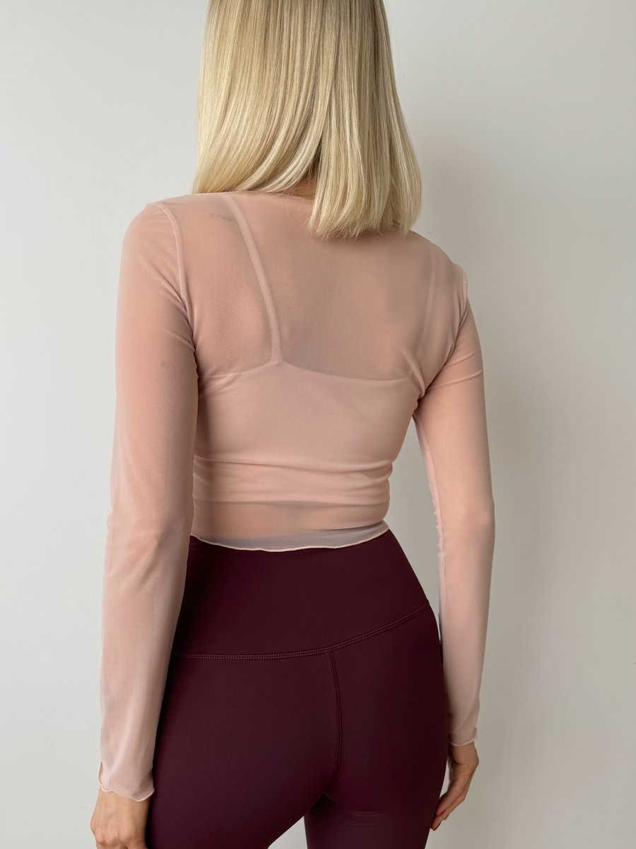 Спортивный рашгард двухслойный из сеточки с топом