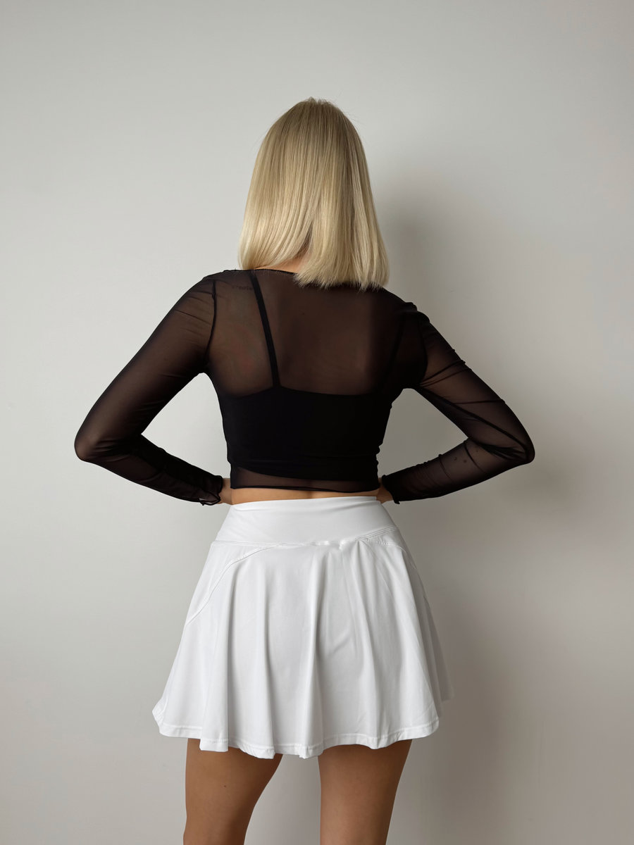 Спортивная юбка-шорты драпированная c карманом