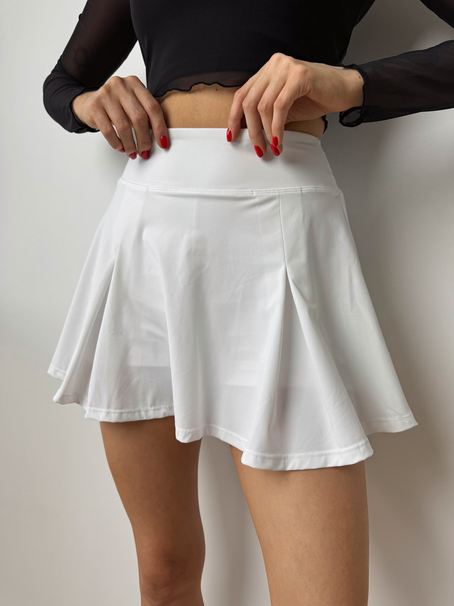 Спортивная юбка-шорты драпированная c карманом