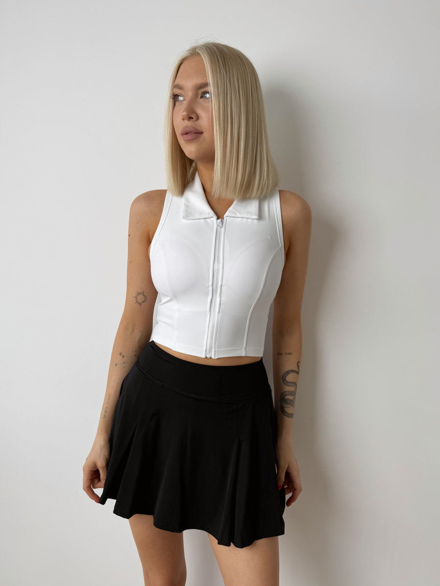 Топ удлиненный на молнии с воротничком