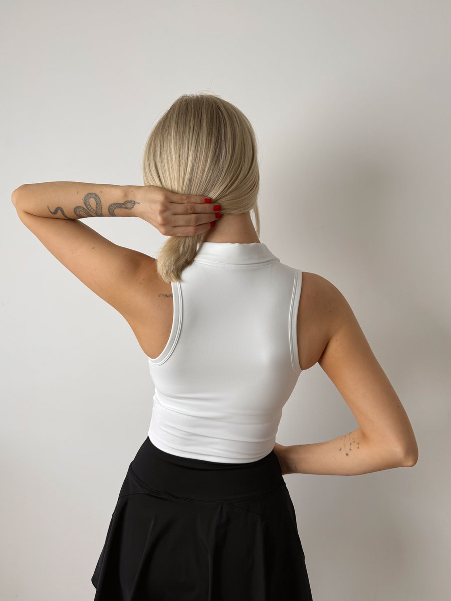 Топ удлиненный на молнии с воротничком