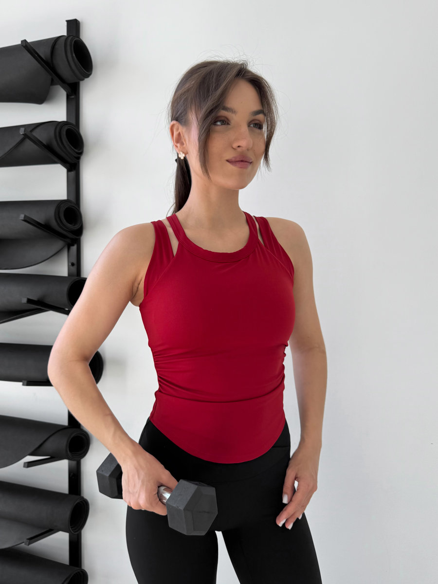 Майка-топ с раздвоенными бретелями Split Drape Bra