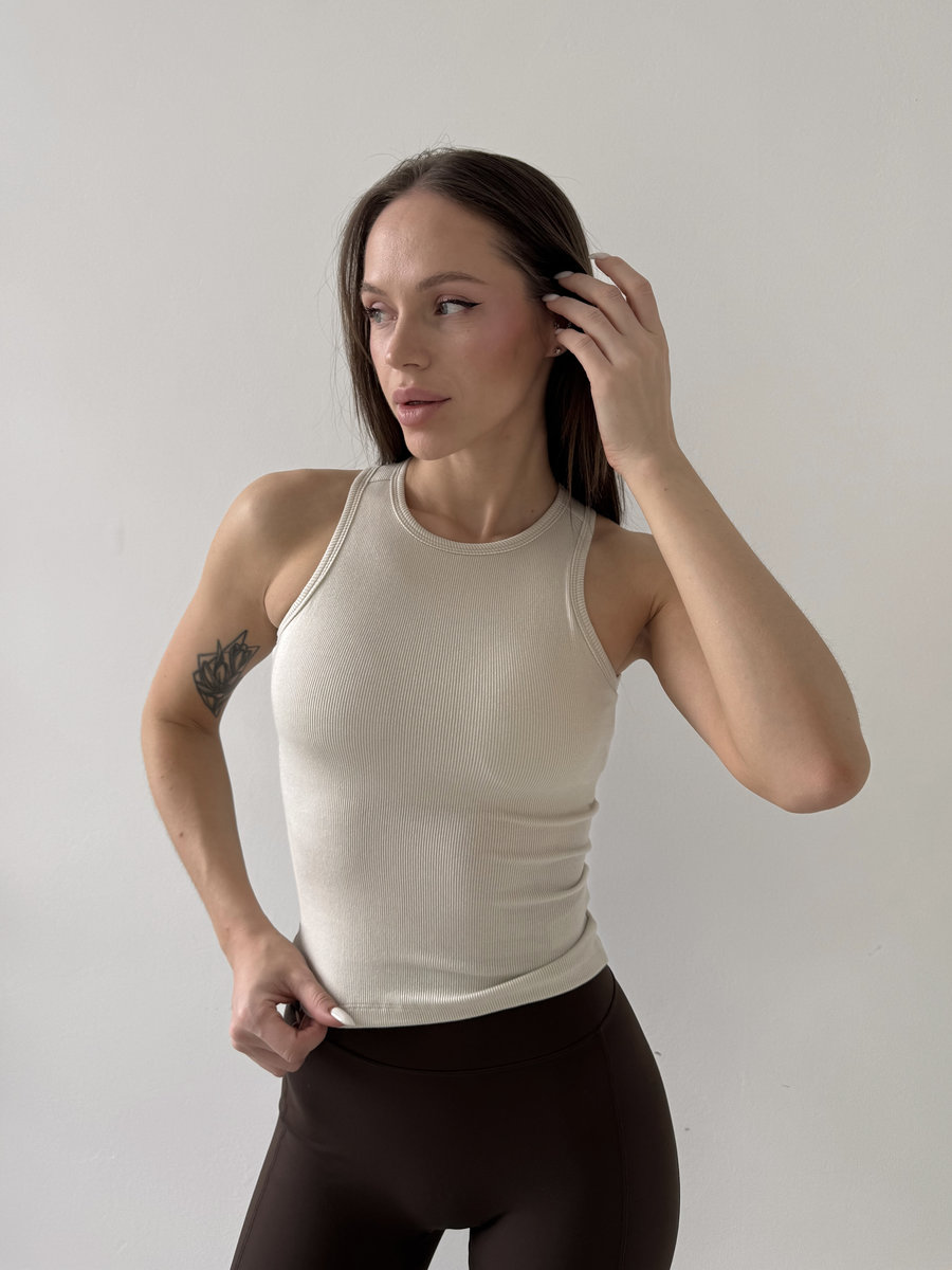 Майка в рубчик из модала Modal Rib Long Top