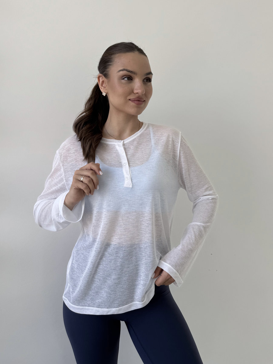 Лонгслив полупрозрачный с пуговицами спереди Sheer Breeze