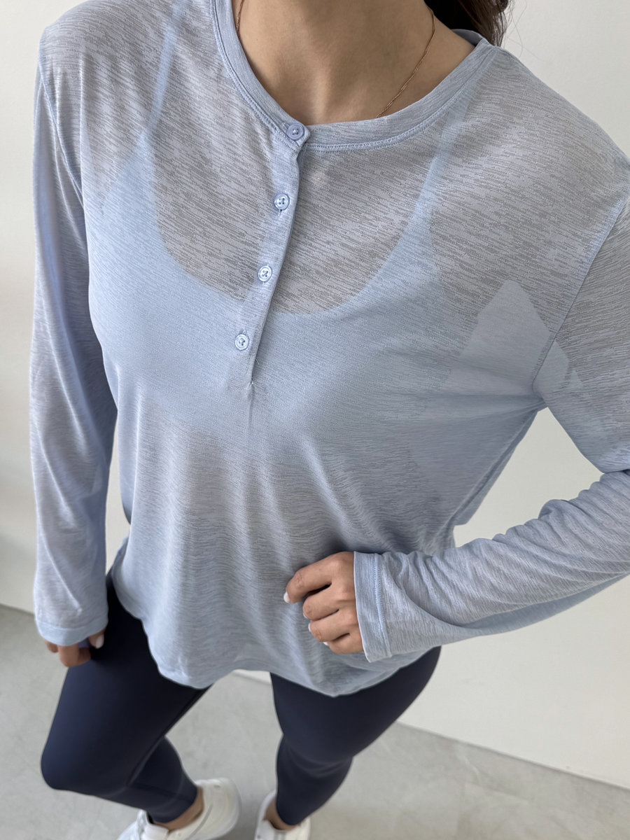 Лонгслив полупрозрачный с пуговицами спереди Sheer Breeze