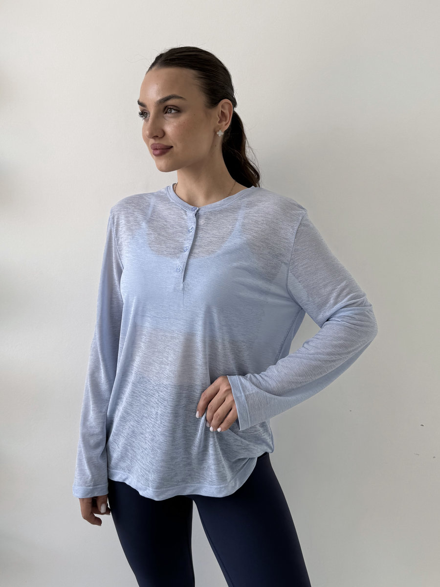 Лонгслив полупрозрачный с пуговицами спереди Sheer Breeze