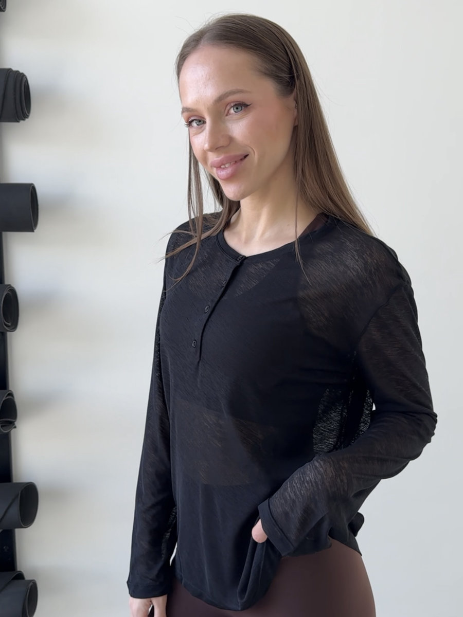 Лонгслив полупрозрачный с пуговицами спереди Sheer Breeze