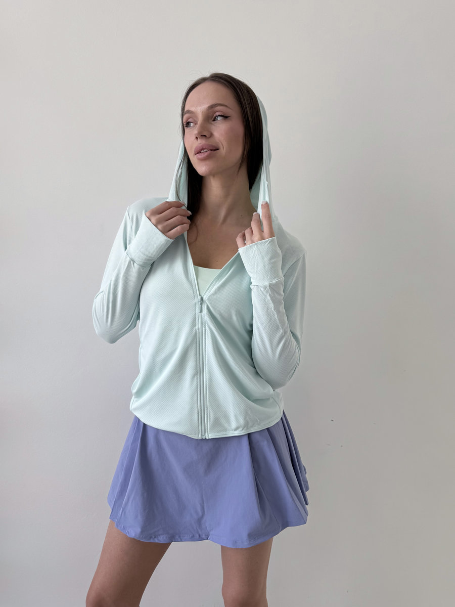 Ветровка на молнии с капюшоном из фактурной ткани IceCool