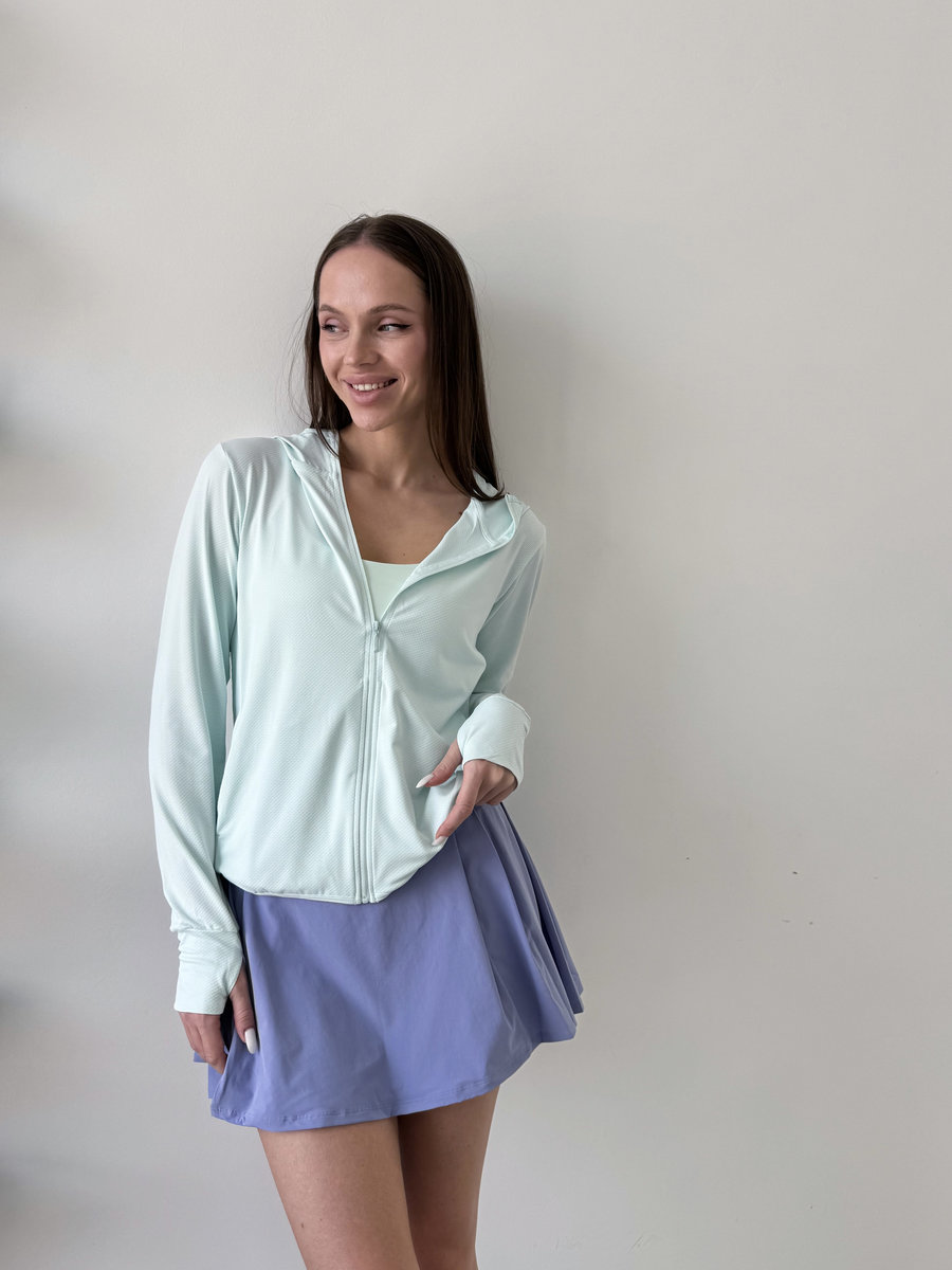 Ветровка на молнии с капюшоном из фактурной ткани IceCool