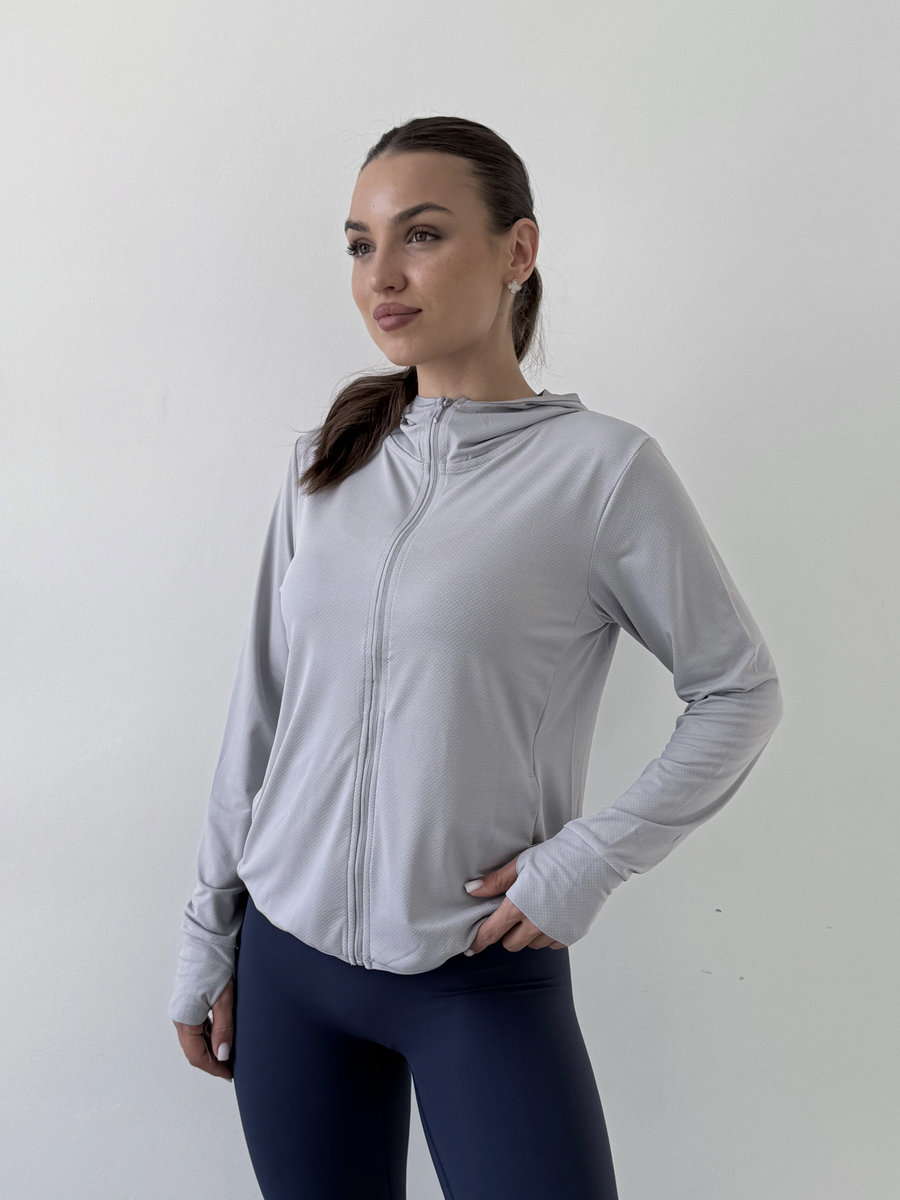 Ветровка на молнии с капюшоном из фактурной ткани IceCool