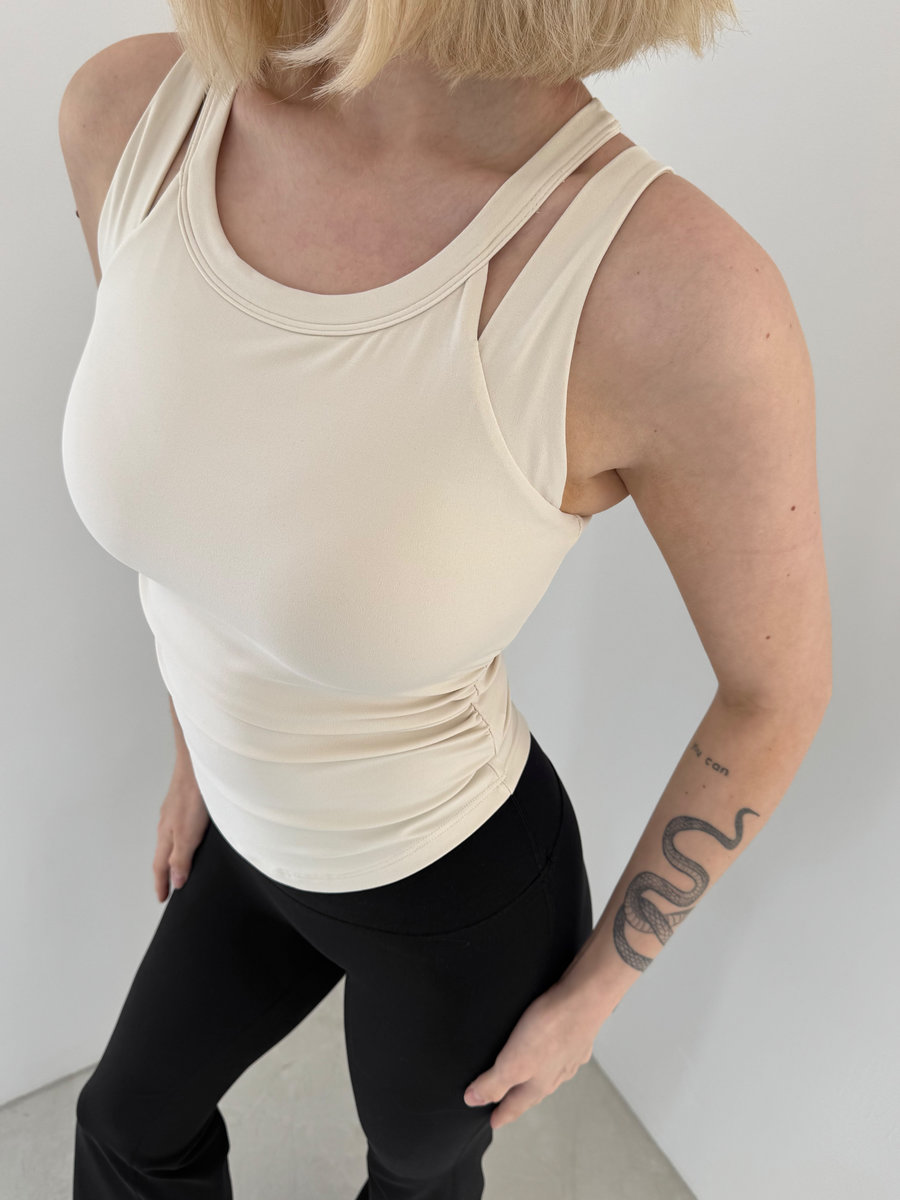 Майка-топ с раздвоенными бретелями Split Drape Bra