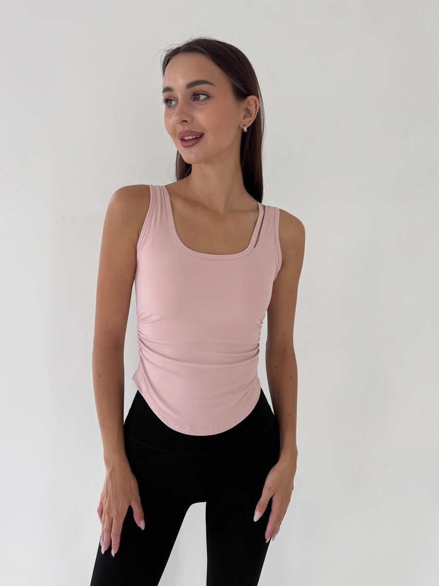 Майка-топ с тонкой бретелью и изящной драпировкой по бокам Drape U-Back Top