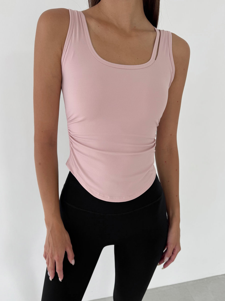 Майка-топ с тонкой бретелью и изящной драпировкой по бокам Drape U-Back Top
