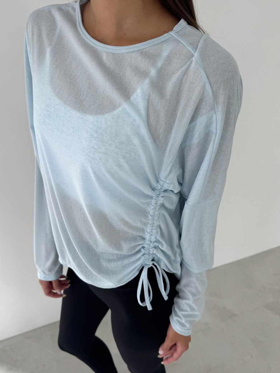 Лонгслив полупрозрачный со сборкой спереди Sheer Gather