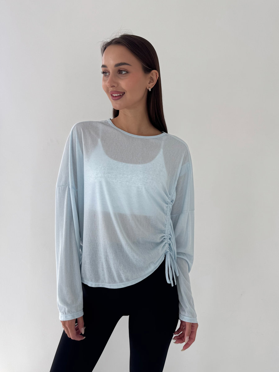 Лонгслив полупрозрачный со сборкой спереди Sheer Gather