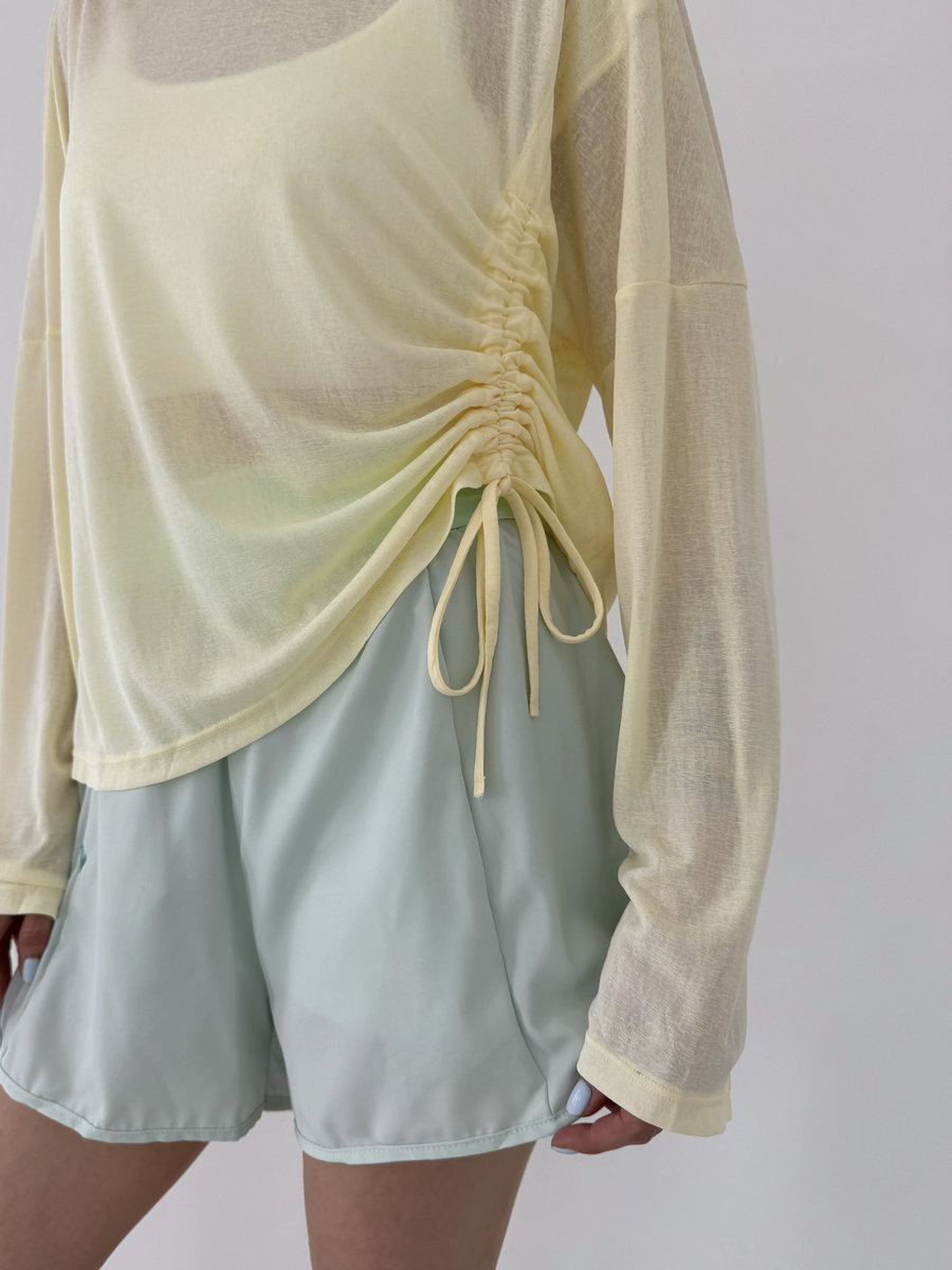 Лонгслив полупрозрачный со сборкой спереди Sheer Gather