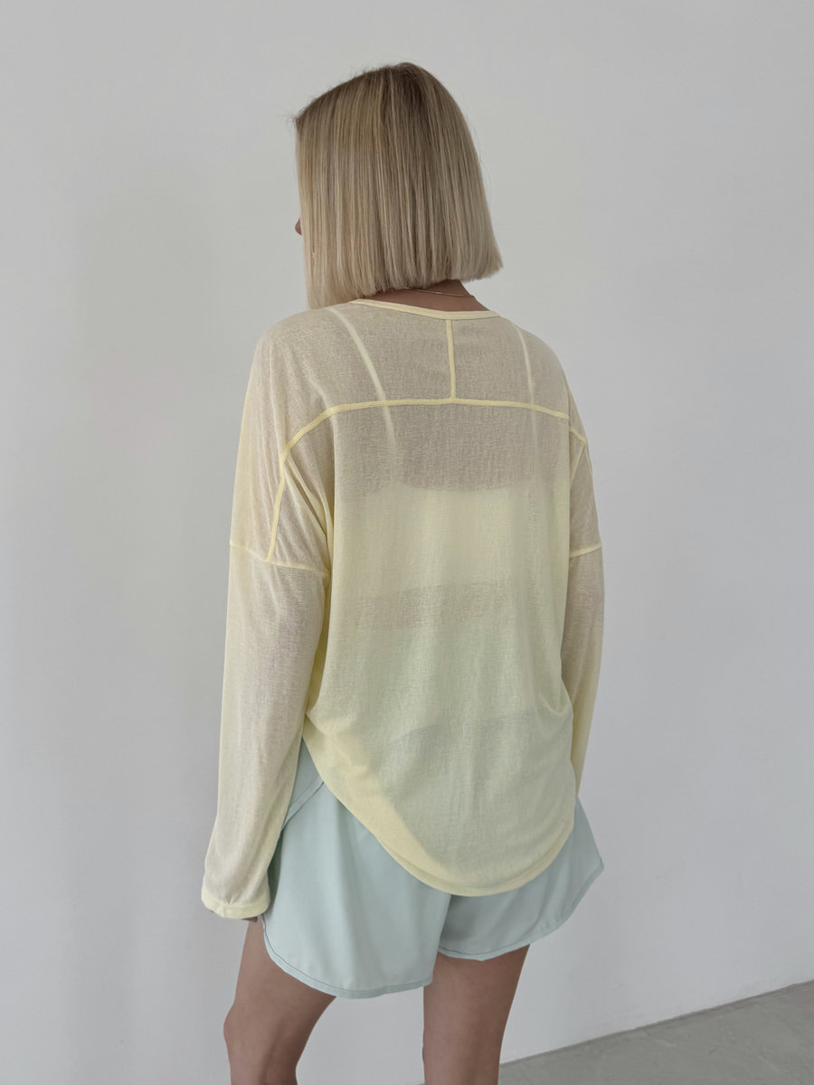 Лонгслив полупрозрачный со сборкой спереди Sheer Gather