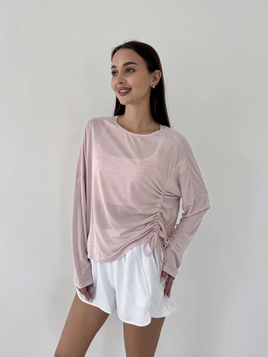 Лонгслив полупрозрачный со сборкой спереди Sheer Gather