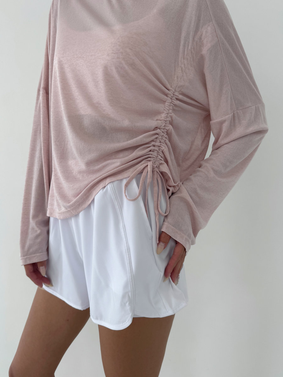 Лонгслив полупрозрачный со сборкой спереди Sheer Gather