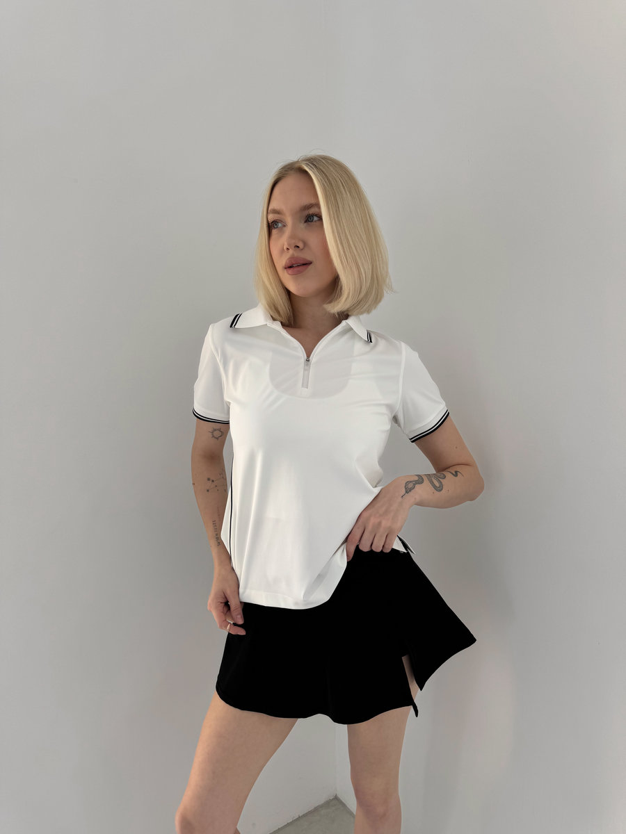 Футболка-поло прямого кроя с небольшой молнией спереди Zip Accent