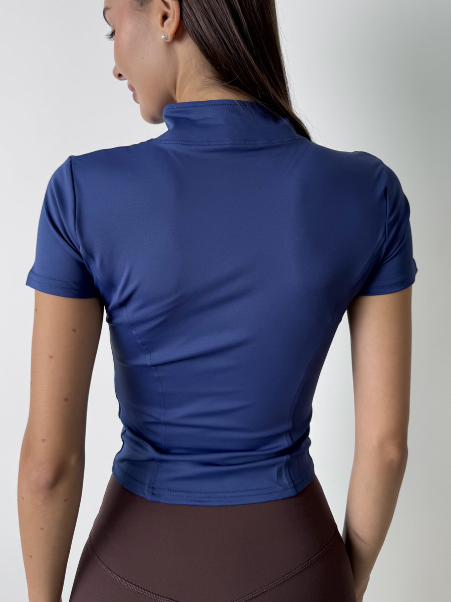 Футболка укороченная с молнией на груди и воротником стойкой Contour Zip Top
